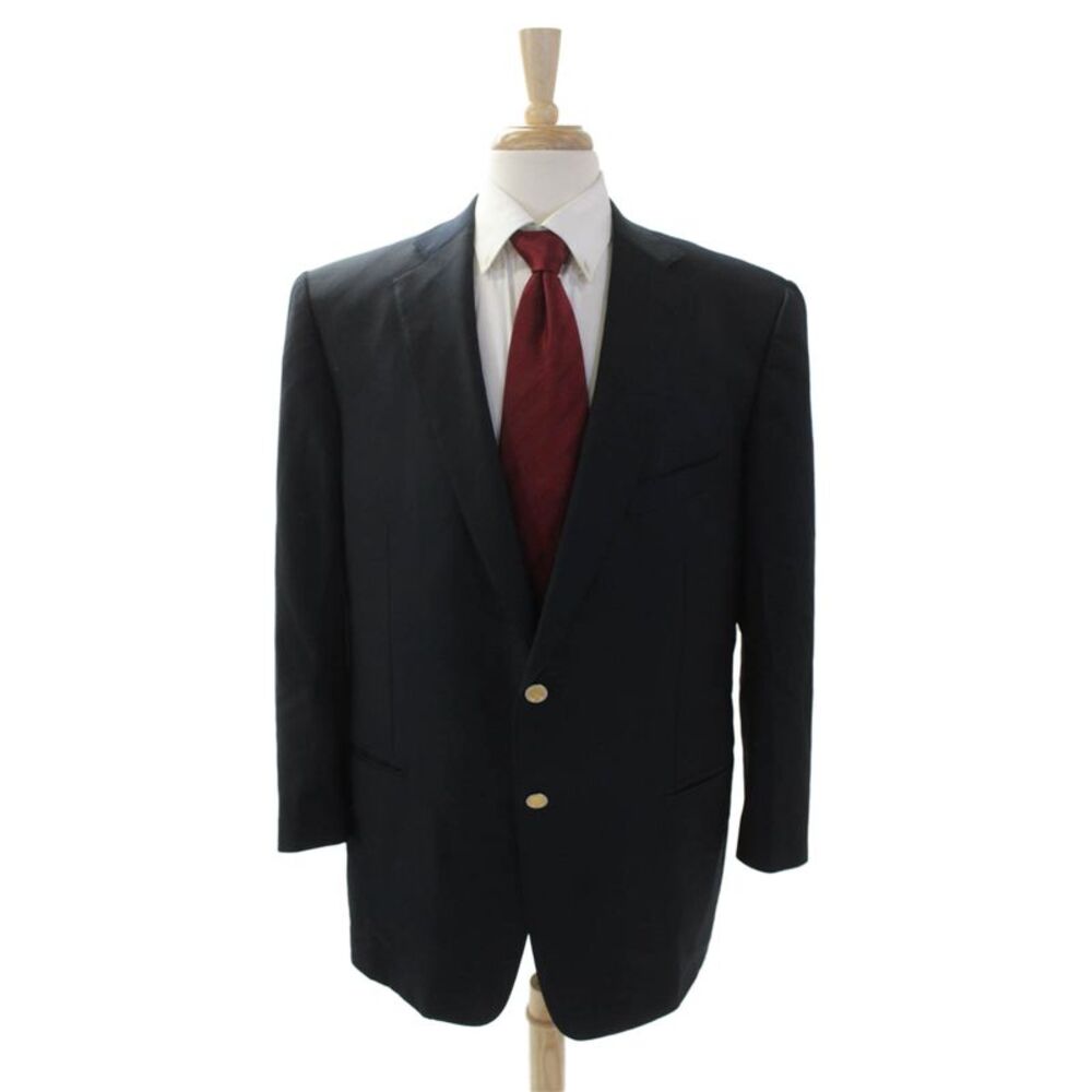 Ermenegildo Zegna Mens Textured Long Sleeve Button Blazer Navy Size EUR 48